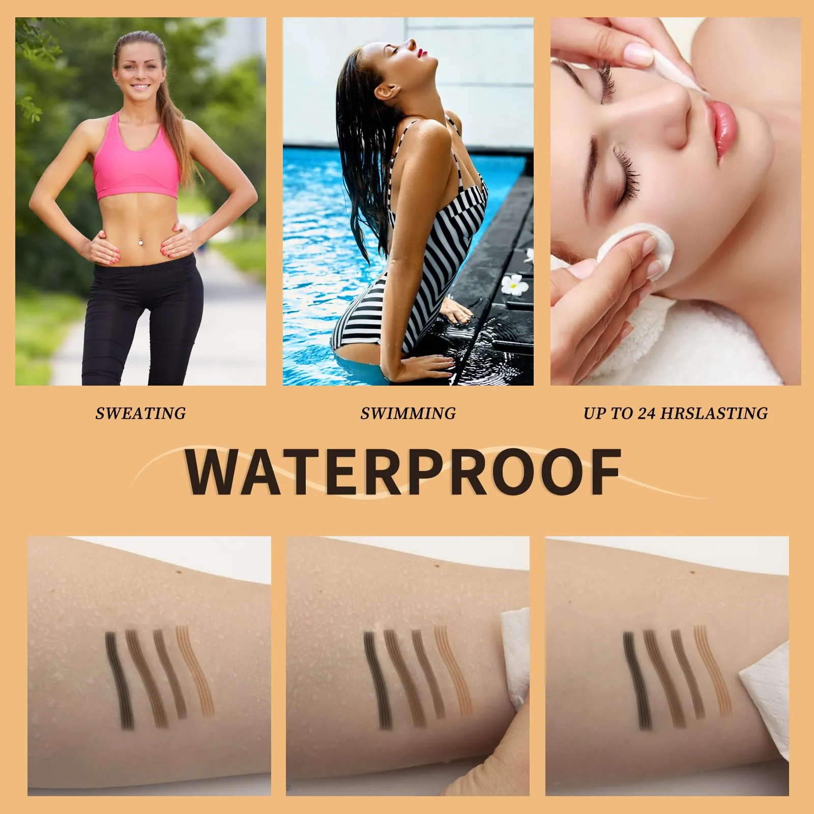 2 in 1 Magic Eyebrow Pencil, 3D Microblading Eyebrow Tattoo Pencil 4 Fork Tip with Eyeliner, Multifunction Double Head Contouring Pen Waterproof Makeup Tools for Natural Eyebrow Makeup (Dark Brown)