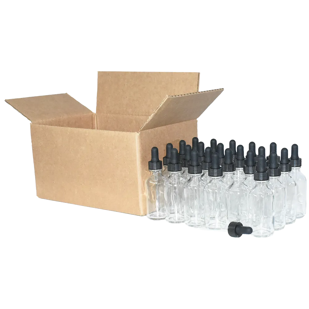 2 oz. Clear Boston Round with Black Glass Dropper (20/400) (V23) (V25)