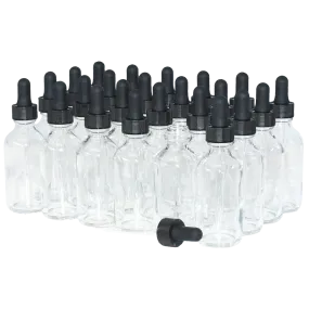 2 oz. Clear Boston Round with Black Glass Dropper (20/400) (V23) (V25)