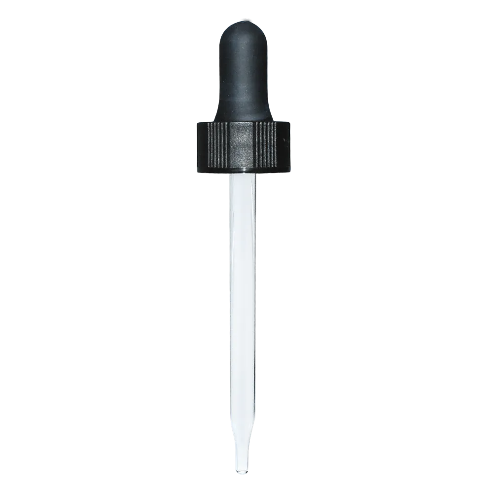 2 oz. Clear Boston Round with Black Glass Dropper (20/400) (V23) (V25)