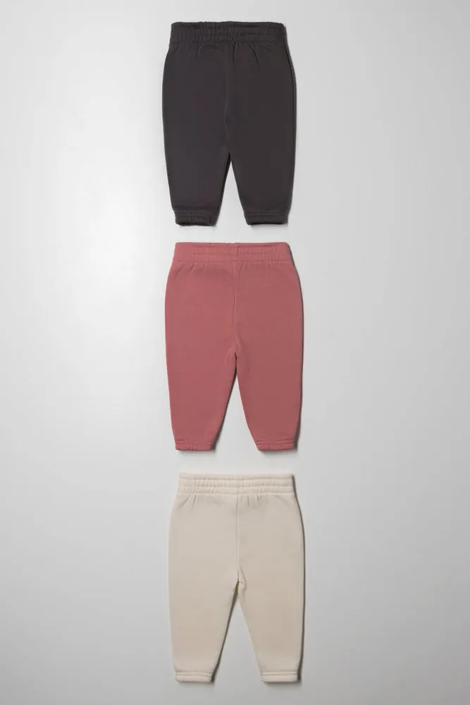 3 Pack Trackpants Peach, Pink And Dark Grey