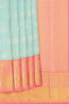 Arani Silk Brocade Sea Green Saree