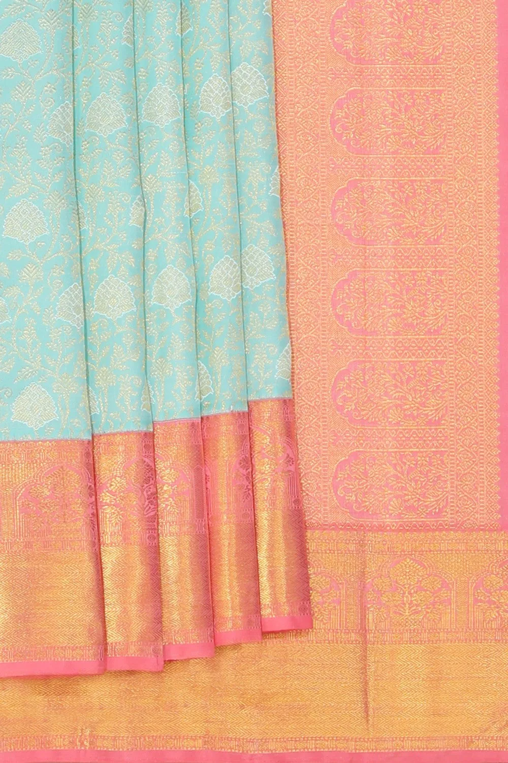 Arani Silk Brocade Sea Green Saree