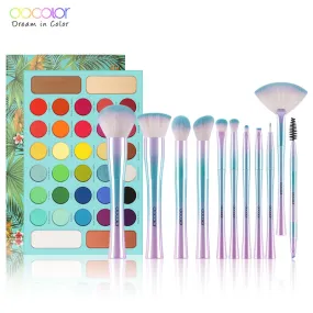 Docolor Professional Eyeshadow Palette 34 Color Charming Shimmer Eyeshadow Palette and 11pcs Fantasy Make up Eyeshadow Brush Set