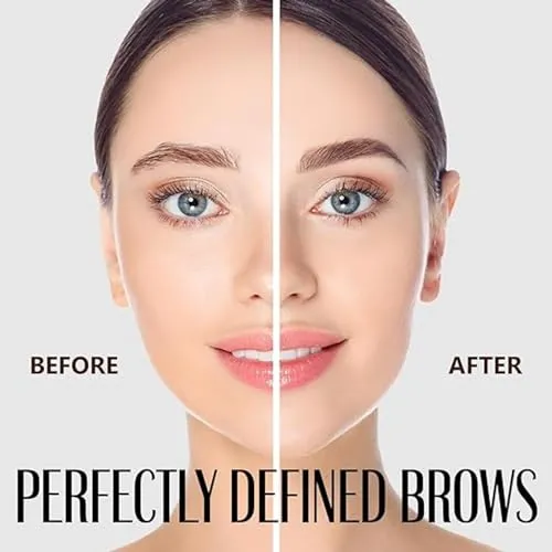 Eyebrow Stamp Kit - Professional Eye Brow Stencil Kits with Dual-Color Eyebrow Powder Stamp, 24 Shaping Guide Templates, Brow Shaper Brush - Waterproof, Smudge-Proof Formula - (Dark Brown)