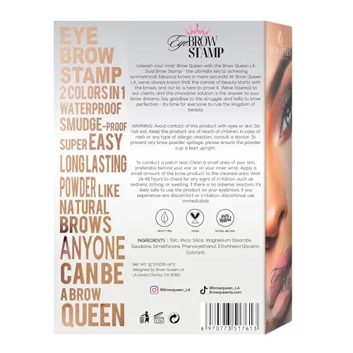 Eyebrow Stamp Kit - Professional Eye Brow Stencil Kits with Dual-Color Eyebrow Powder Stamp, 24 Shaping Guide Templates, Brow Shaper Brush - Waterproof, Smudge-Proof Formula - (Dark Brown)