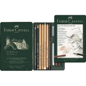 Faber-Castell - Pitt Monochrome Set - 12 Pieces