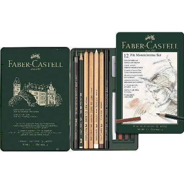 Faber-Castell - Pitt Monochrome Set - 12 Pieces