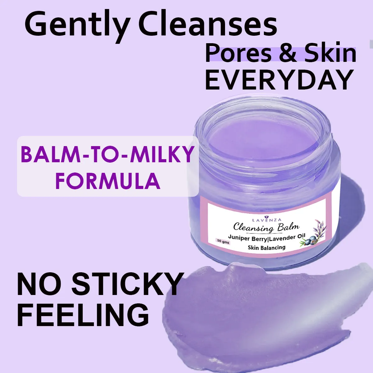 Healing Cleansing Balm - Double Cleansing Face cleanser & Makeup Remover |Oily - Combination skin;  With Juniper Berries & Lavender