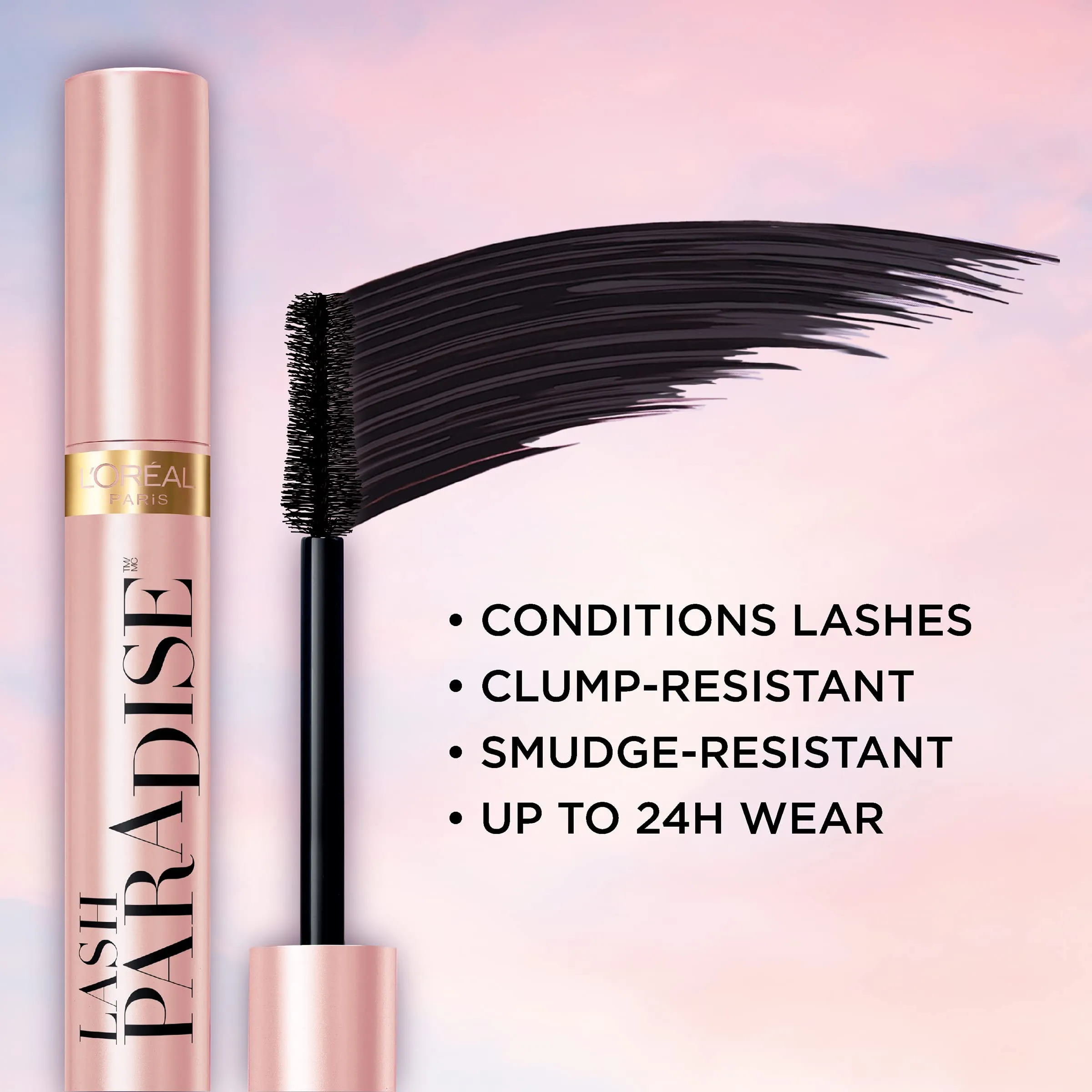 L'Oreal Paris Voluminous Makeup Lash Paradise Mascara, Voluptuous Volume, Intense Length, Feathery Soft Full Lashes, No Flaking, No Smudging, No Clumping, Black Brown, 0.25 Fl Oz (Pack of 1)