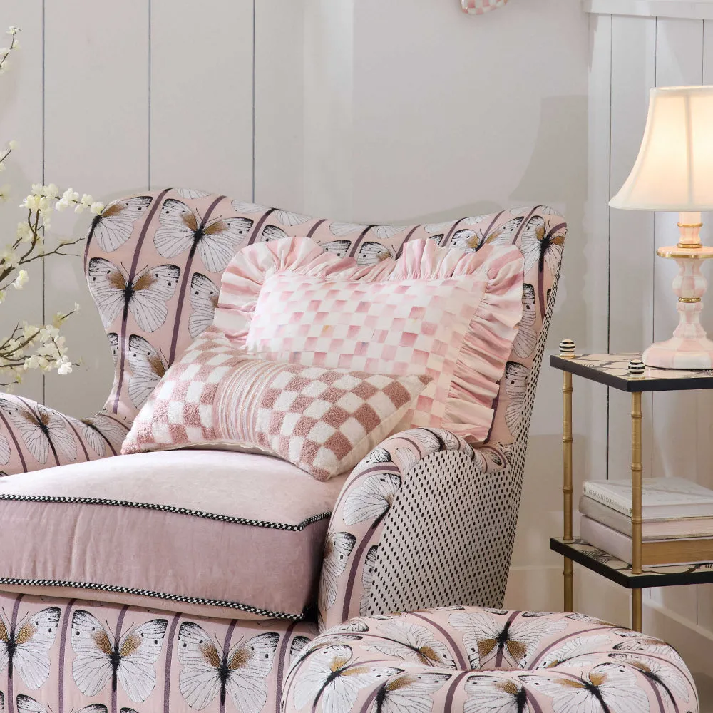 Mackenzie-Childs Rosy Check Ruffle Throw Pillow