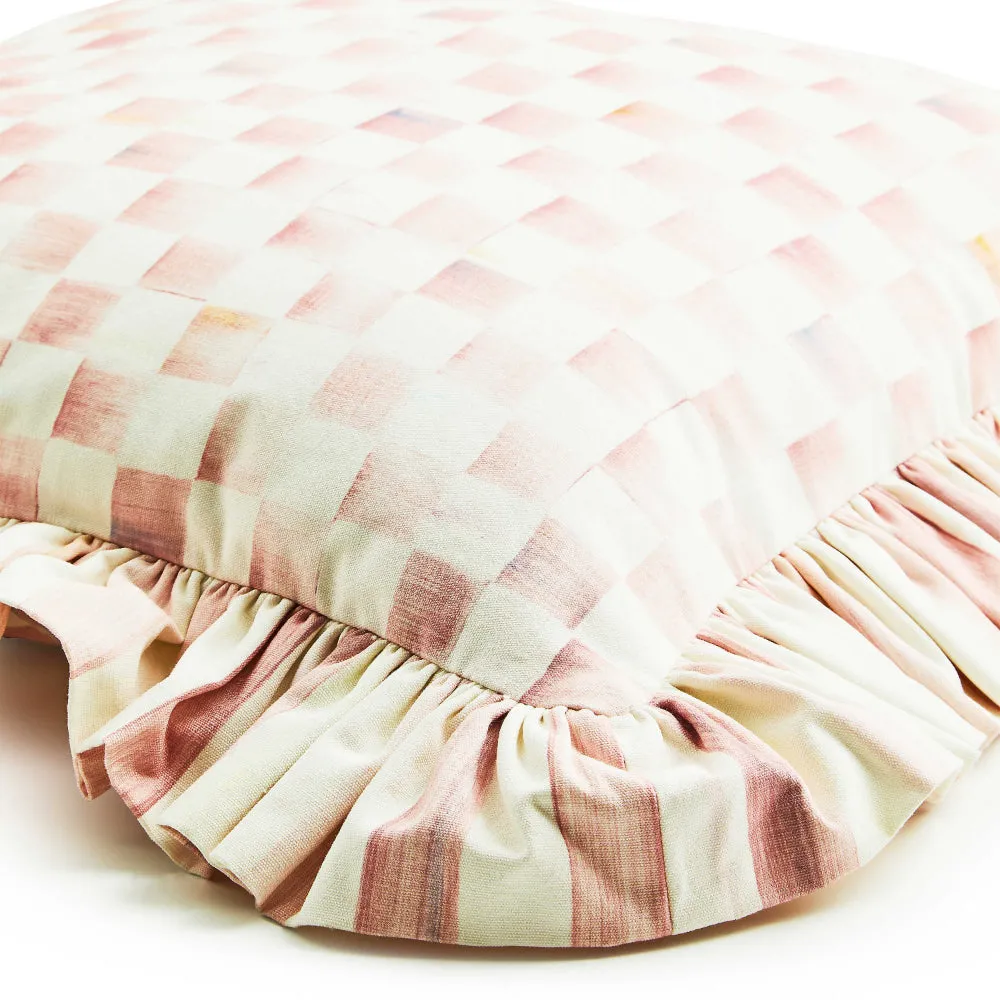 Mackenzie-Childs Rosy Check Ruffle Throw Pillow