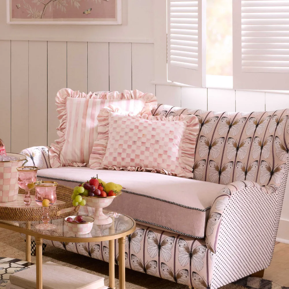 Mackenzie-Childs Rosy Check Ruffle Throw Pillow
