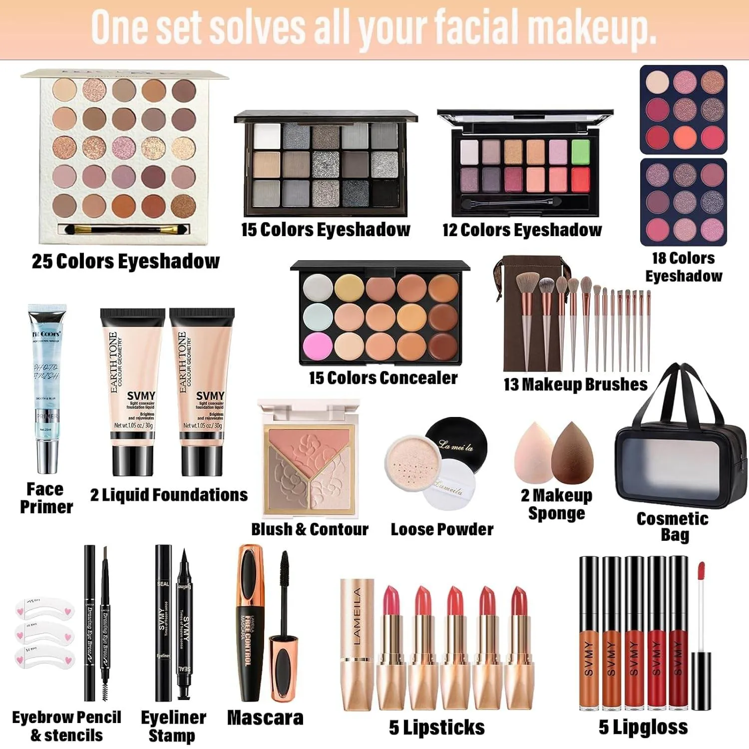 Makeup Set for Women, Travel Makeup Set for Teens & Adults, Makeup Kit for Beginners & Professionals, Makeup Gift Set for Girls, Eyeshadow Palette, Lip Gloss, Make up Set, Eye Makeup, Face Makeup