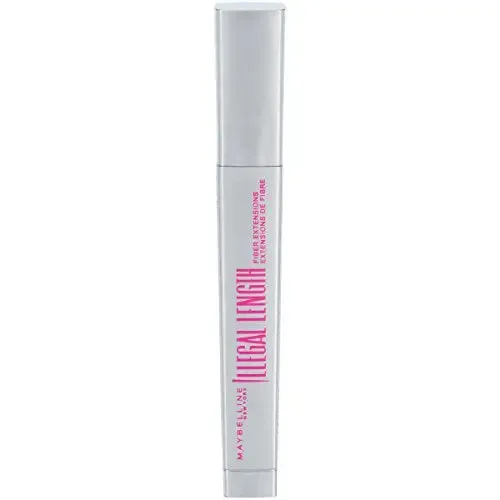Maybelline New York Illegal Length Fiber Extensions Washable Mascara, Instant Lashes, No Flaking, Blackest Black, 0.22 Fl Oz, 1 Count