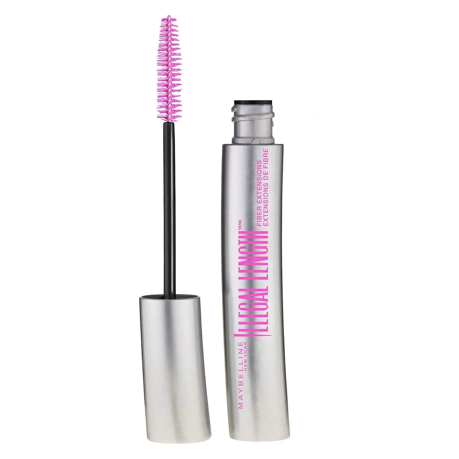 Maybelline New York Illegal Length Fiber Extensions Washable Mascara, Instant Lashes, No Flaking, Blackest Black, 0.22 Fl Oz, 1 Count