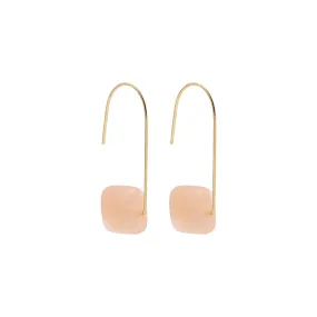 Minimalist Long Drop Earrings with Soft Peach Stone-jlt11744