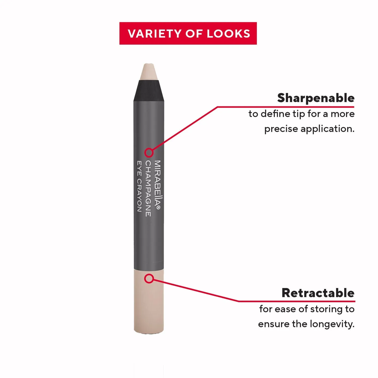 Mirabella Retractable Eye Crayon, Champagne, 1.6 g