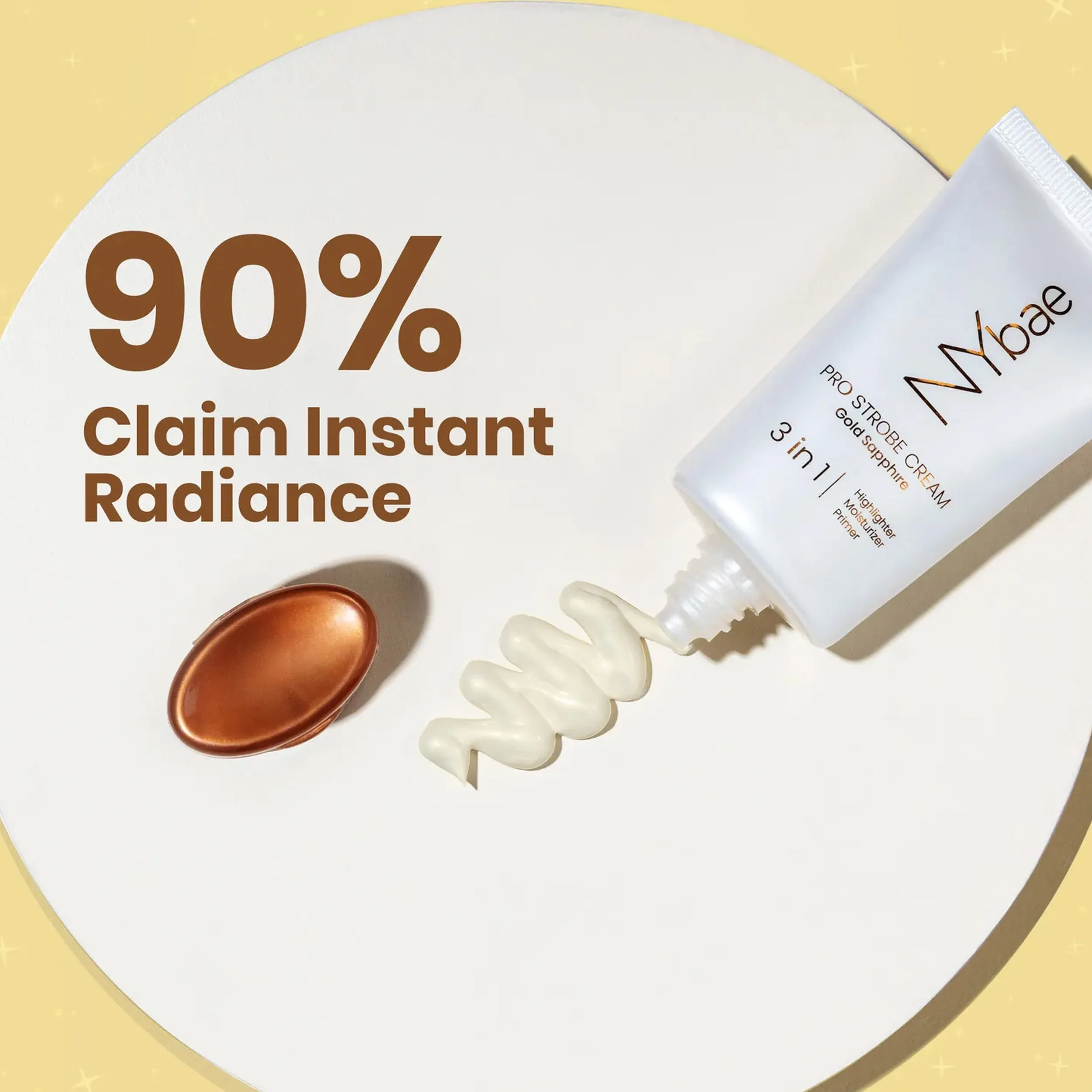 NY Bae PRO Strobe Cream - Gold Sapphire (30g) | Primer   Highlighter   Moisturizer | Dewy Makeup | Glowing Korean Skin | Value Pack