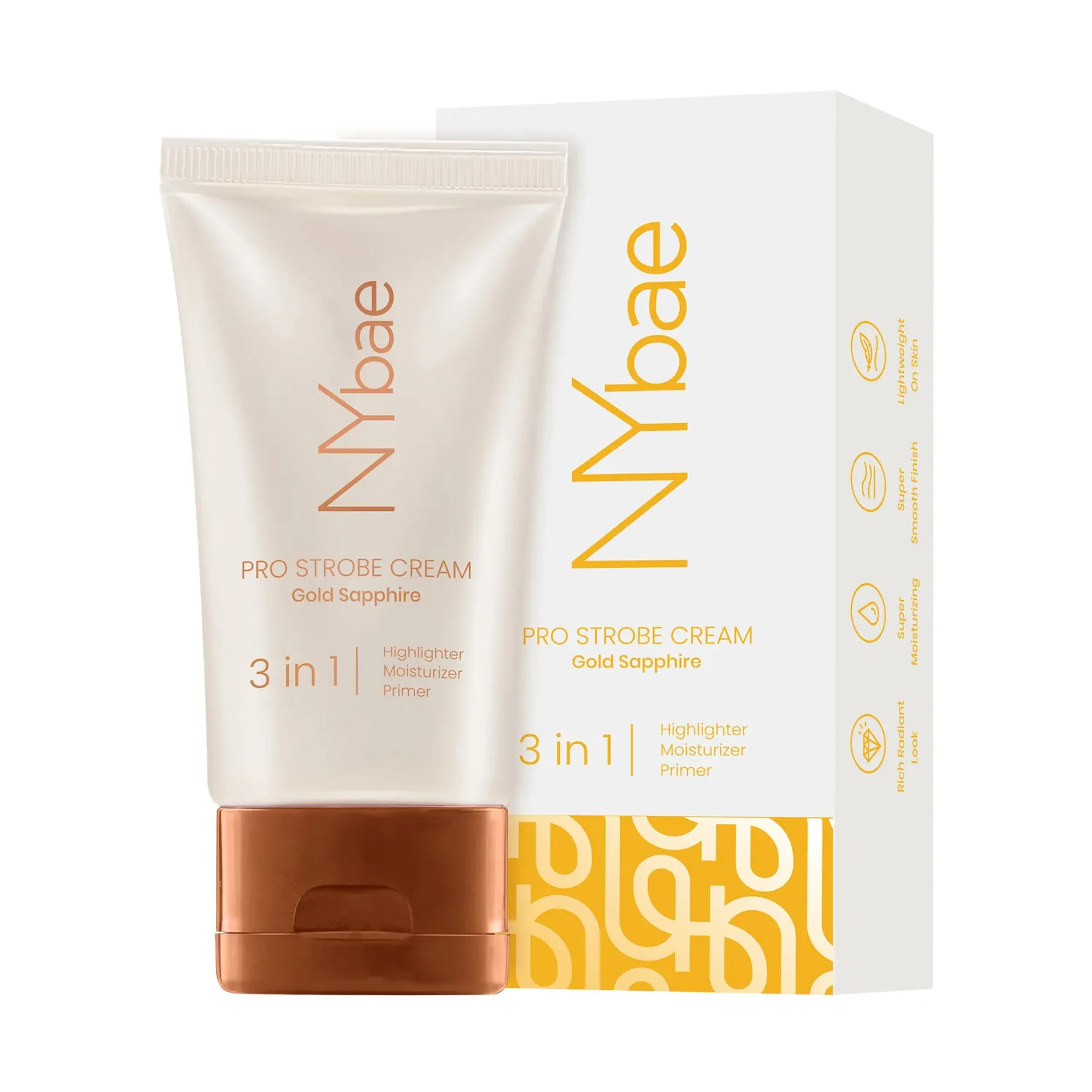 NY Bae PRO Strobe Cream - Gold Sapphire (30g) | Primer   Highlighter   Moisturizer | Dewy Makeup | Glowing Korean Skin | Value Pack