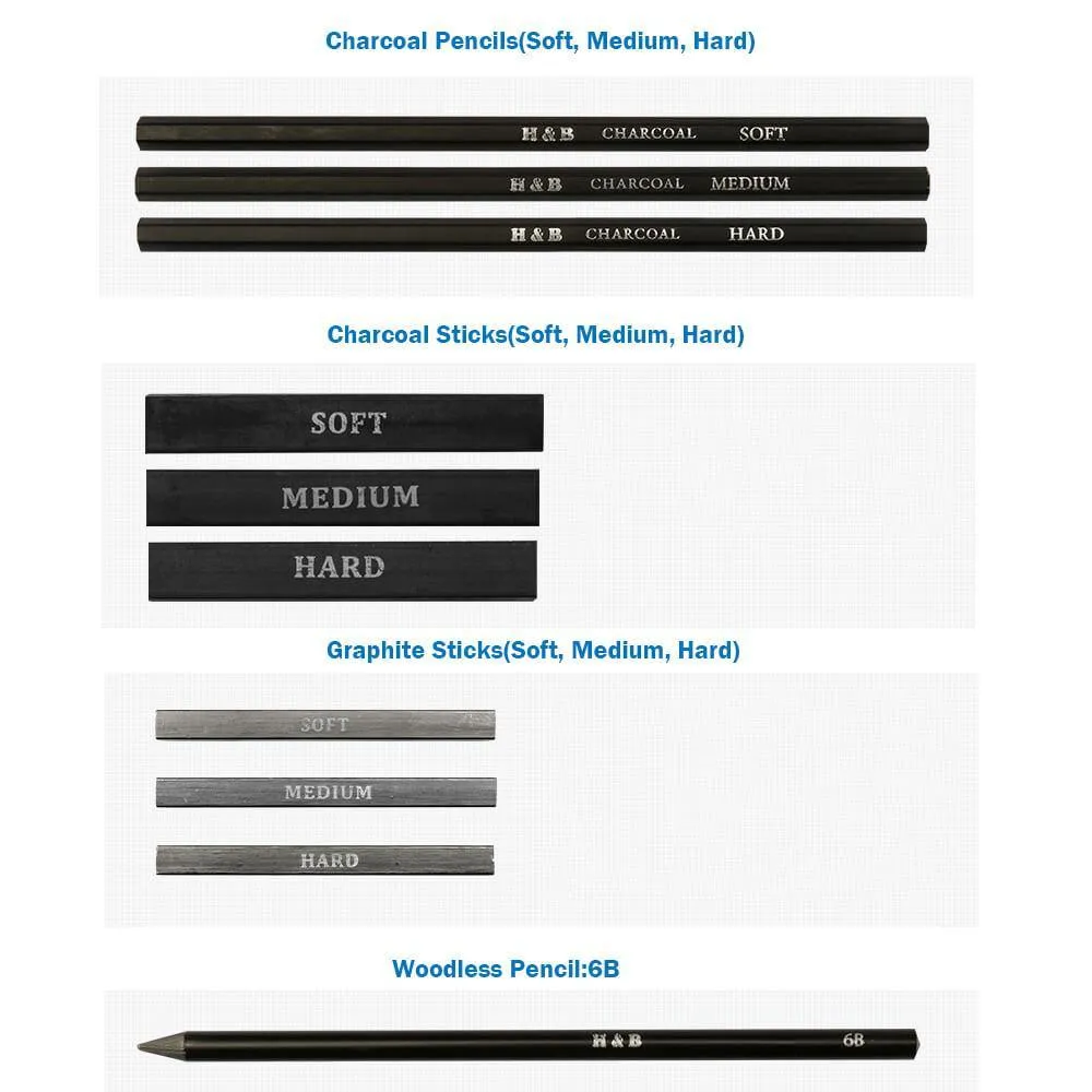 Professional H&B Sketching Pencil Set for Drawing Painting